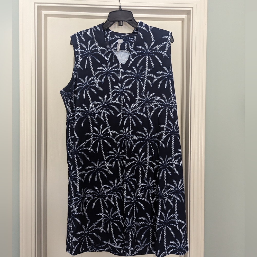 Lulu B Navy Blue Scalloped Neck Sleeveless Dress